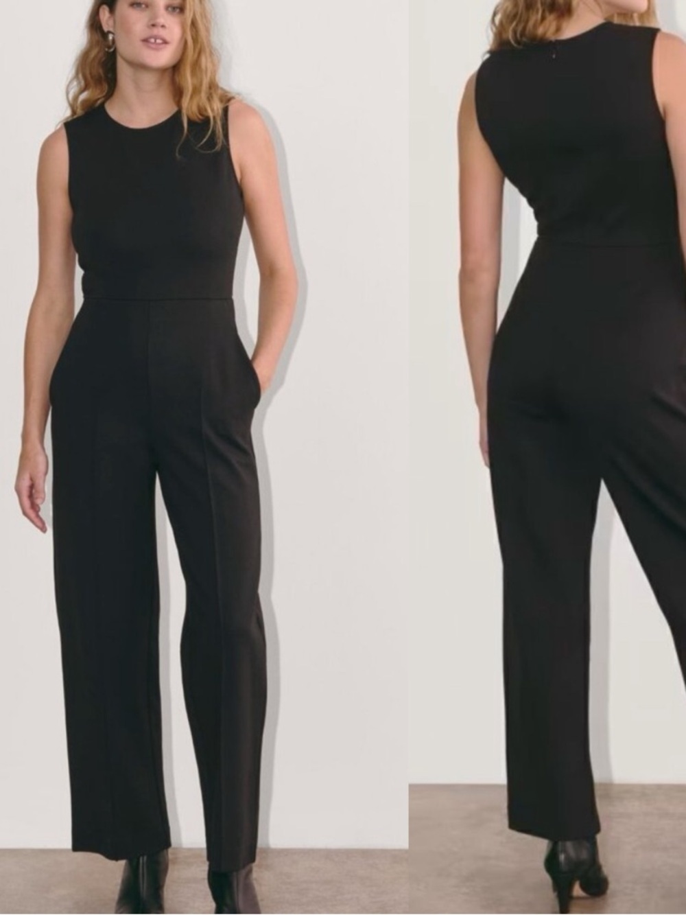 EVERLANE Dream Organic Cotton Black Minimalist Careerwear Office Jumpsuit